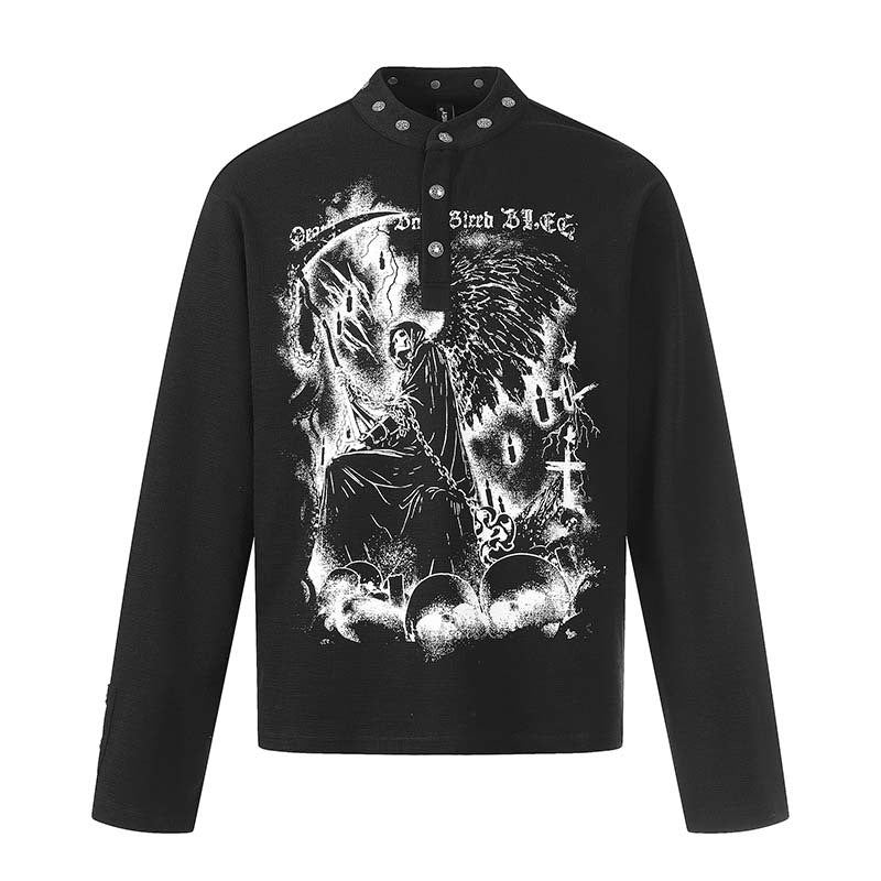 Skeleton Mystery Man Printed Long Sleeve