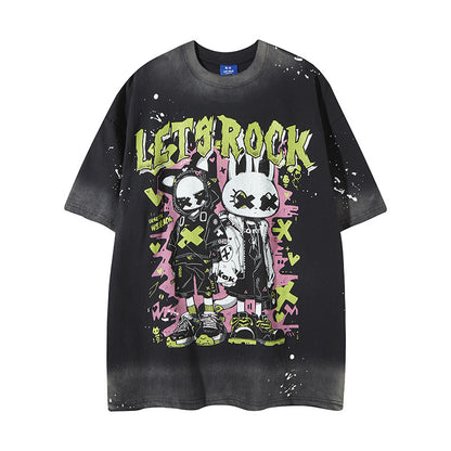 Man Cartoon Print Graphic Casual Unisex Short Sleeve