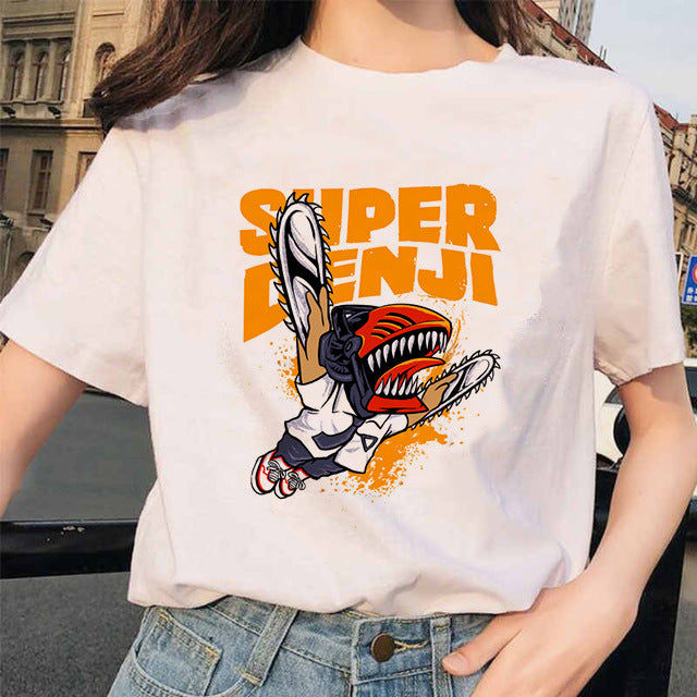 Chainsaw Man Tshirt Women Japanese Anime Pochita T-shirt