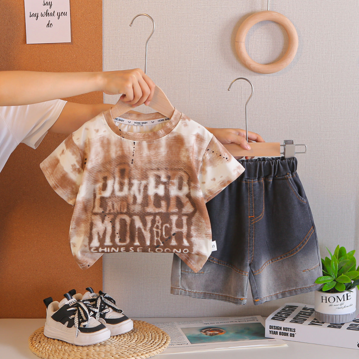 Summer letter short sleeved summer two-piece set