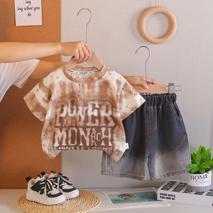 Summer letter short sleeved summer two-piece set