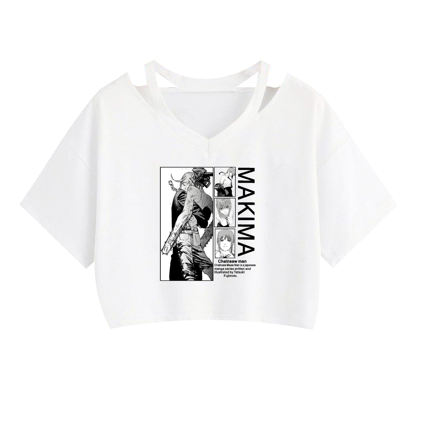 Chainsaw Man Machima Print Women's Strapless Crop Top Hoodie