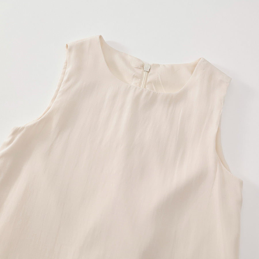 Solid Color Sleeveless Backless Dress for Girls