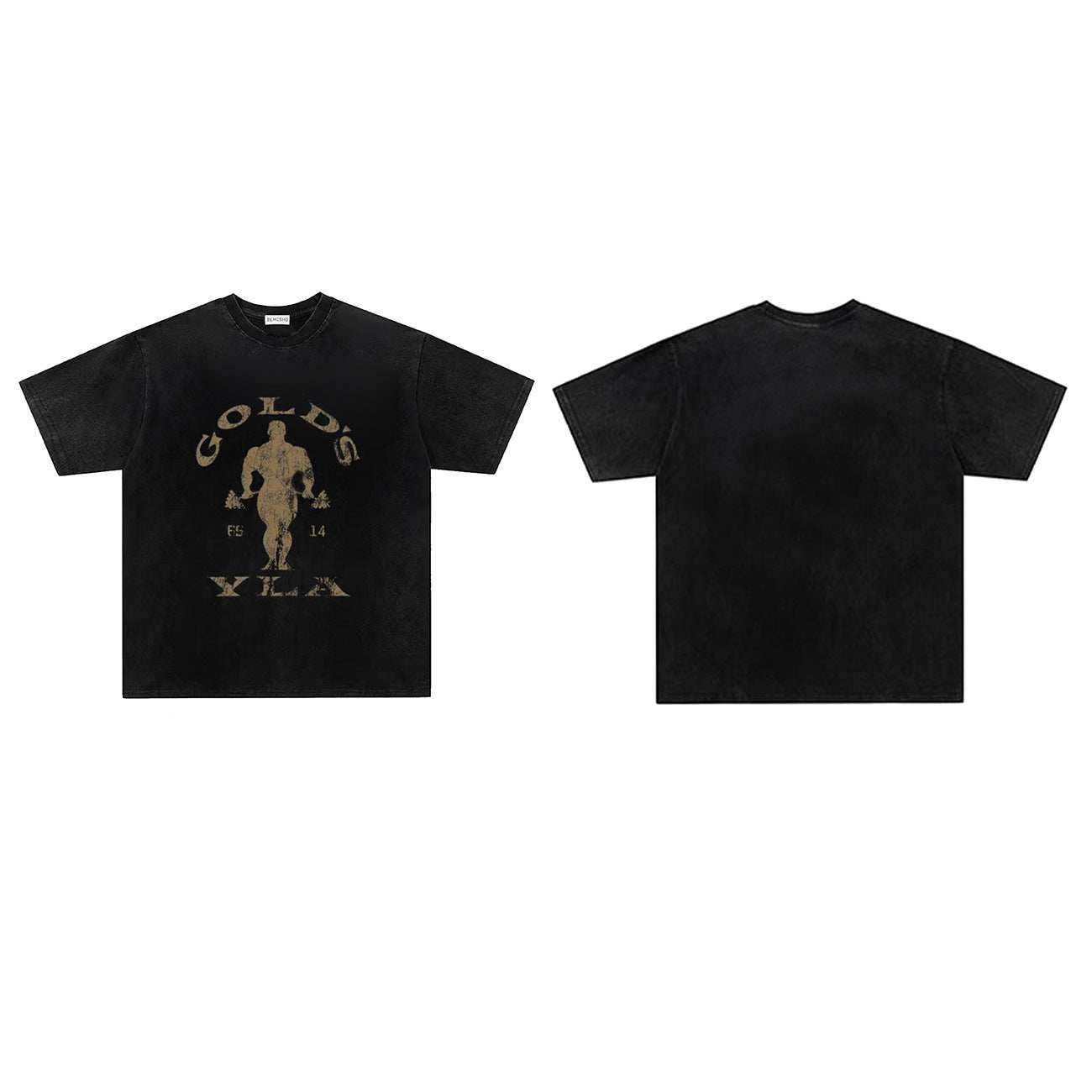 Washed Muscle Man Print Short Sleeve T-Shirt