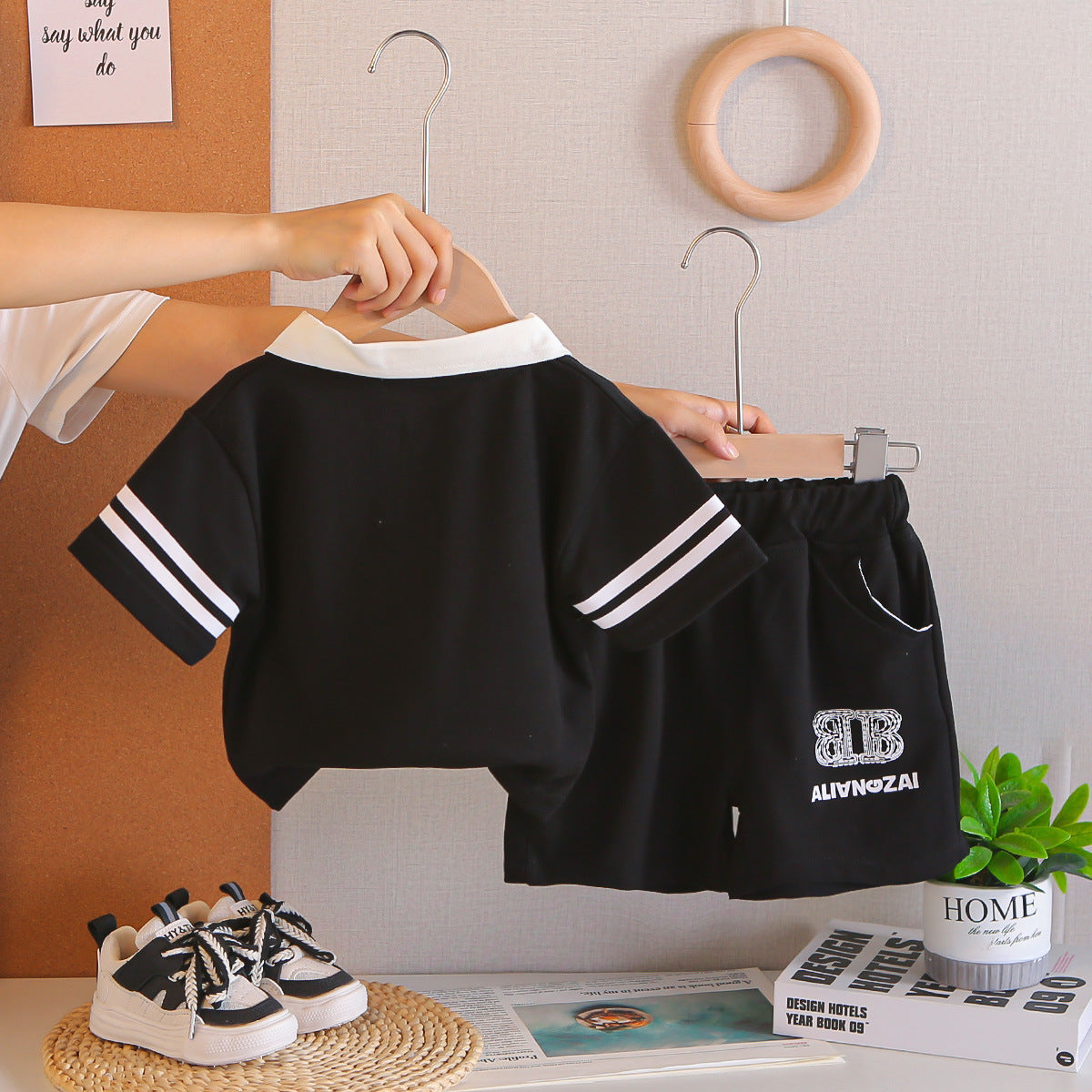 Summer sports polo shirt short sleeved shirt casual set