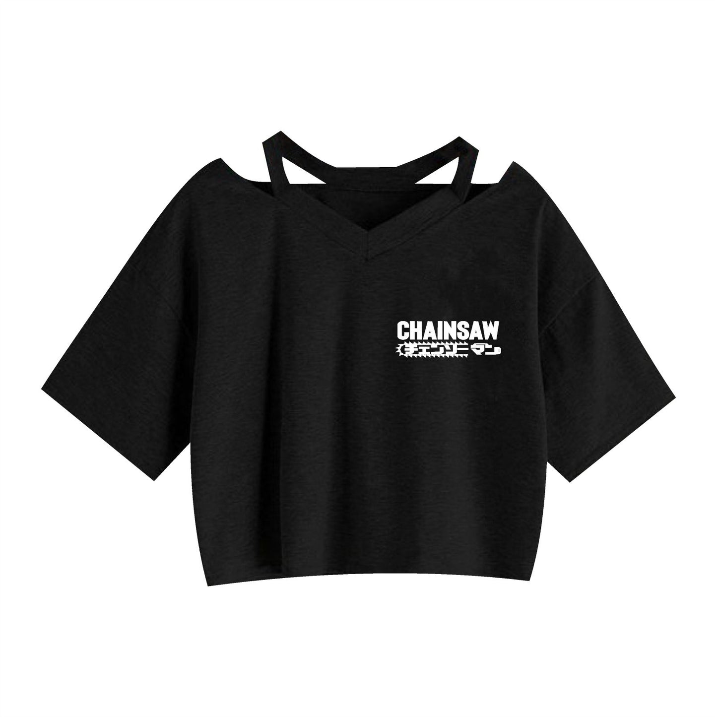 Chainsaw Man Machima Print Women's Strapless Crop Top Hoodie