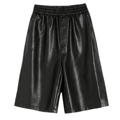 S-3XL PU Leather Shorts Women's Autumn Winter New 2021 high waist elastic Loose Five Points Leather Trouser clothes Shorts
