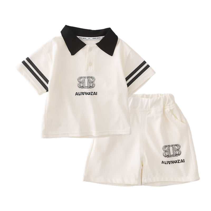 Summer sports polo shirt short sleeved shirt casual set