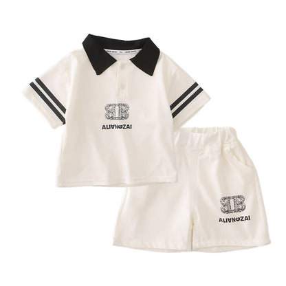Summer sports polo shirt short sleeved shirt casual set