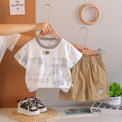 Summer letter set round neck short sleeved two-piece set