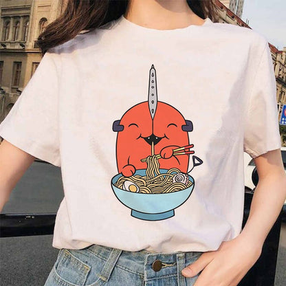 Chainsaw Man Tshirt Women Japanese Anime Pochita T-shirts Gr