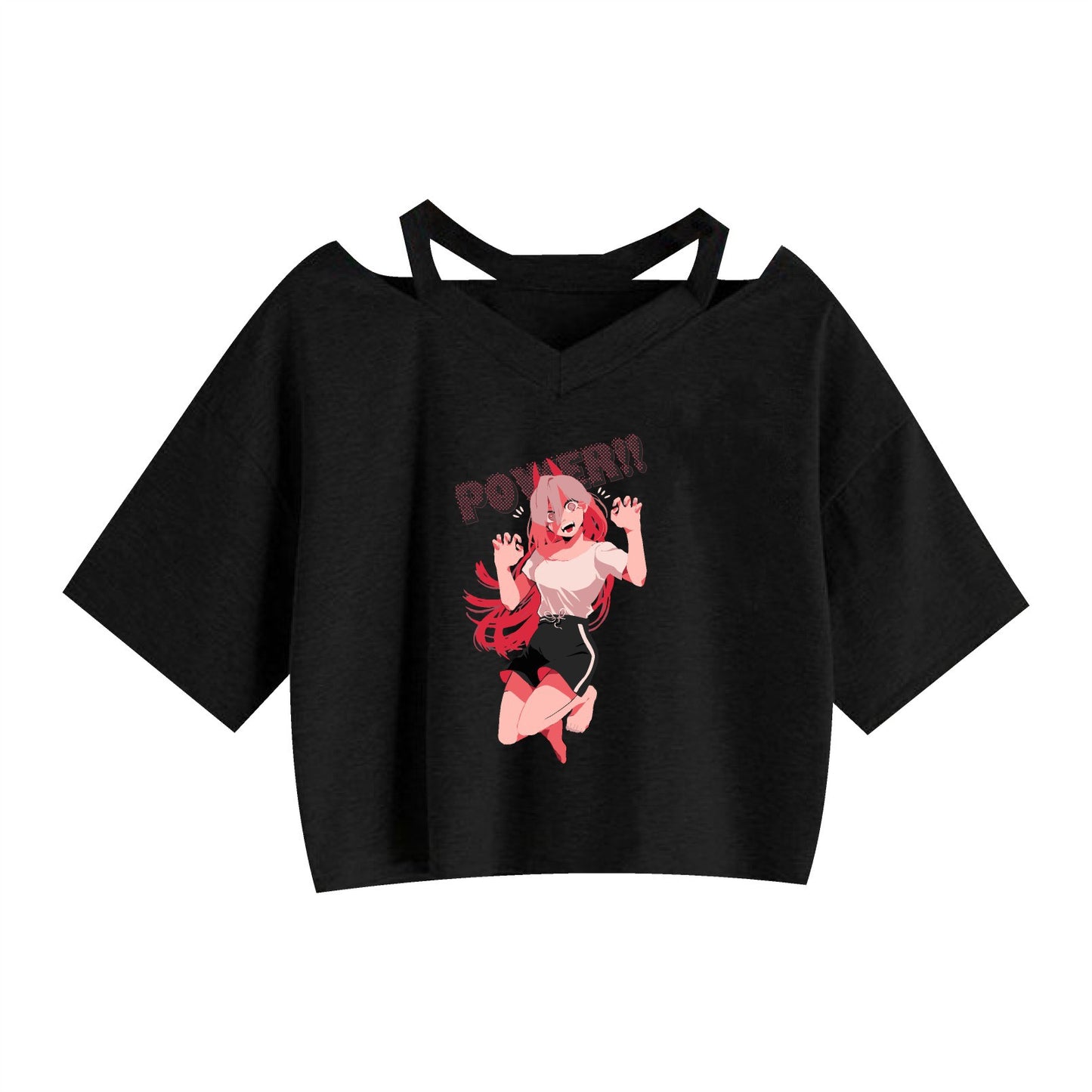 Chainsaw Man Machima Print Women's Strapless Crop Top Hoodie