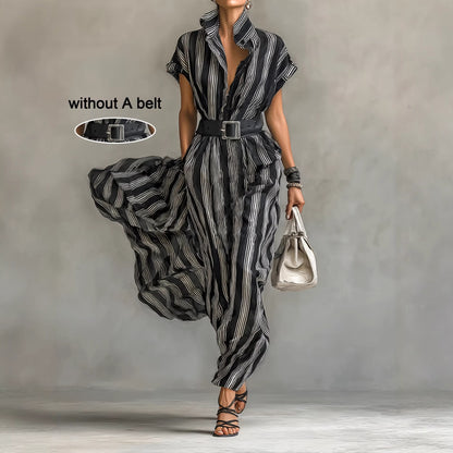 Women's short sleeved striped shirt dress