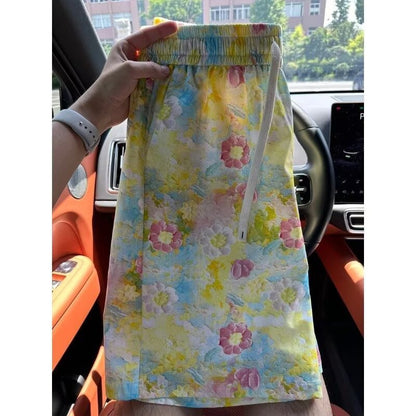 Shorts for Men  Oil Painting Style Vacation Beach Pants