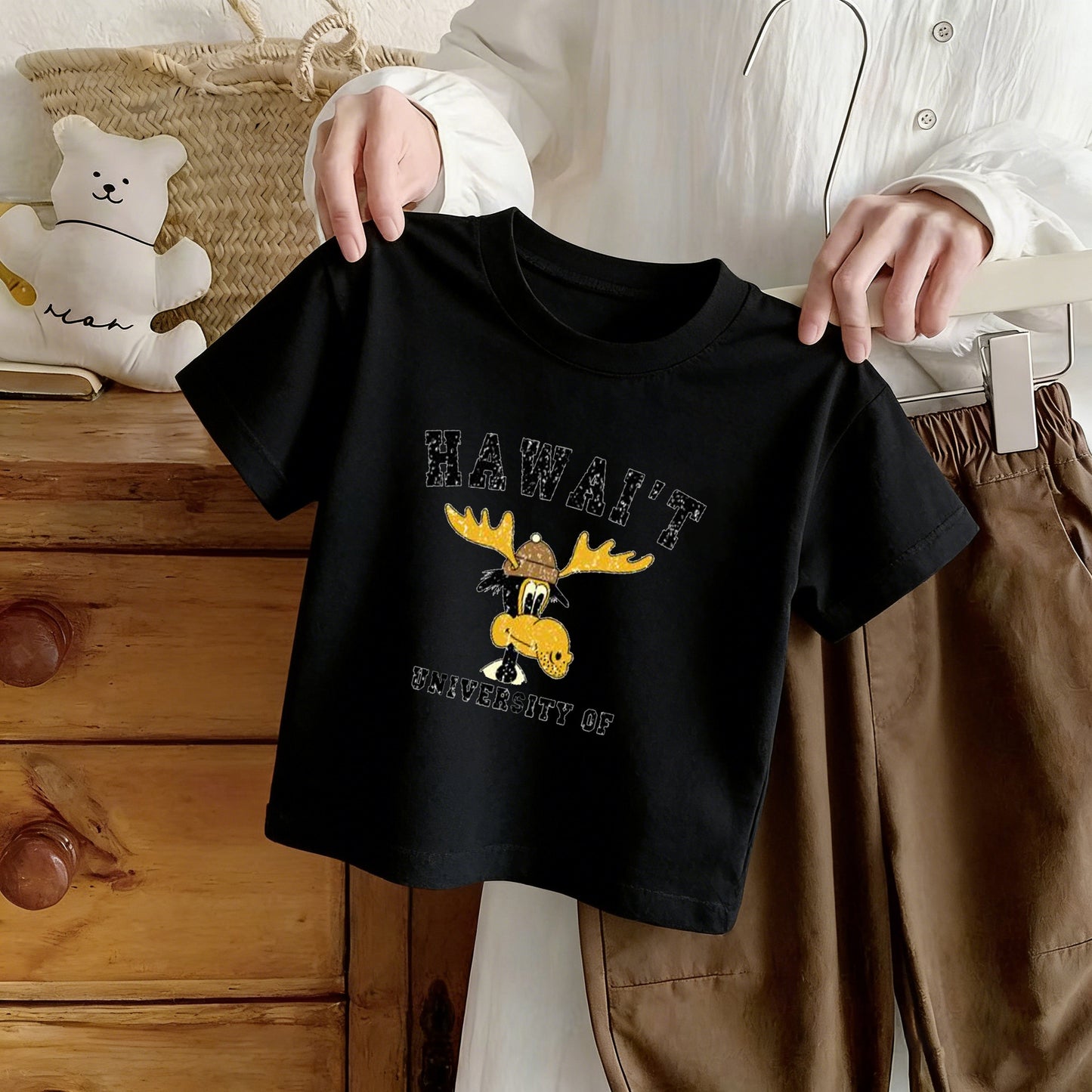 Cotton Children's Short Sleeve T-Shirt with Cartoon Print,s Casual Summer Clothing