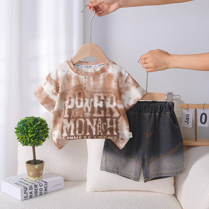 Summer letter short sleeved summer two-piece set
