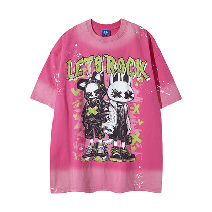 Man Cartoon Print Graphic Casual Unisex Short Sleeve