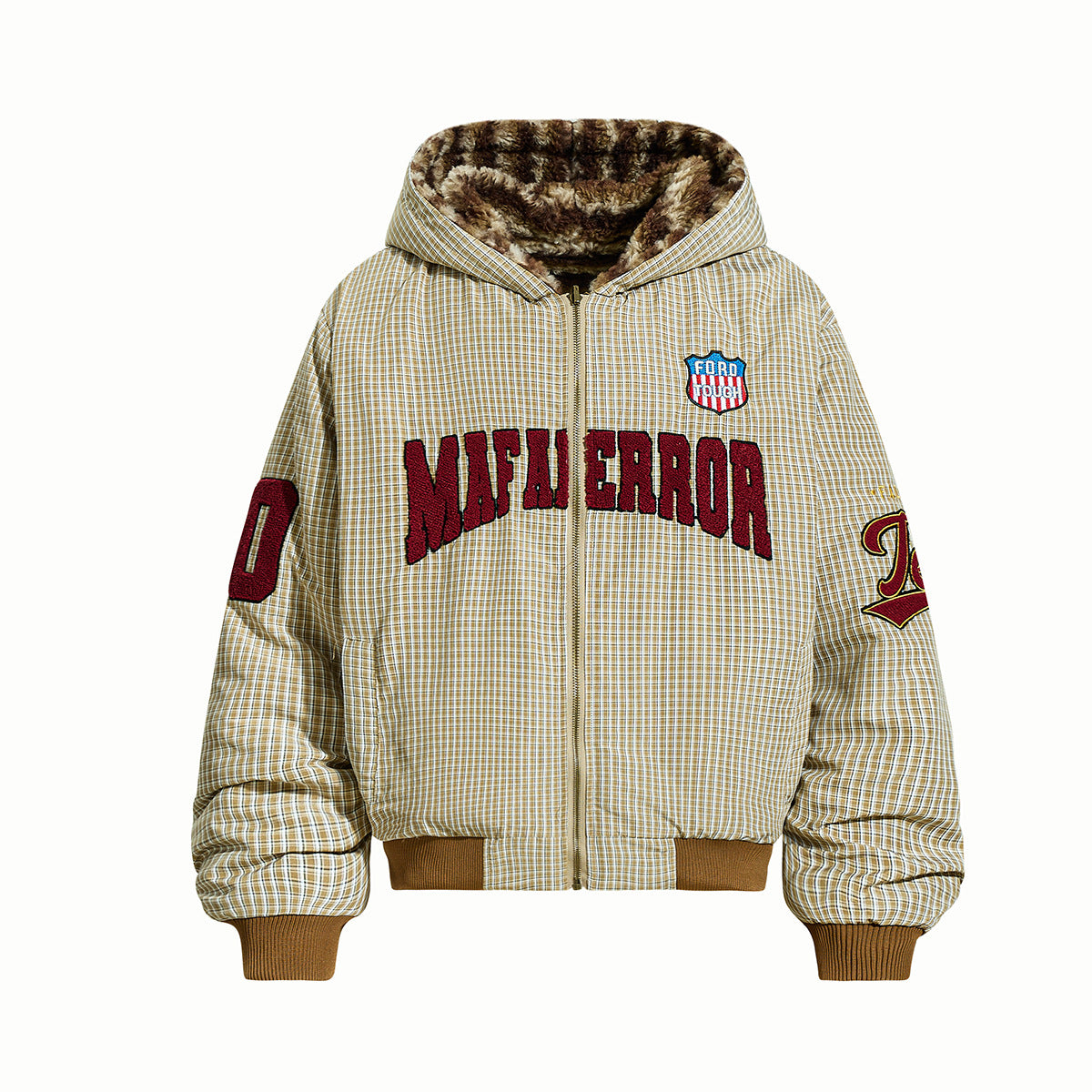 Baseball hooded cotton jacket