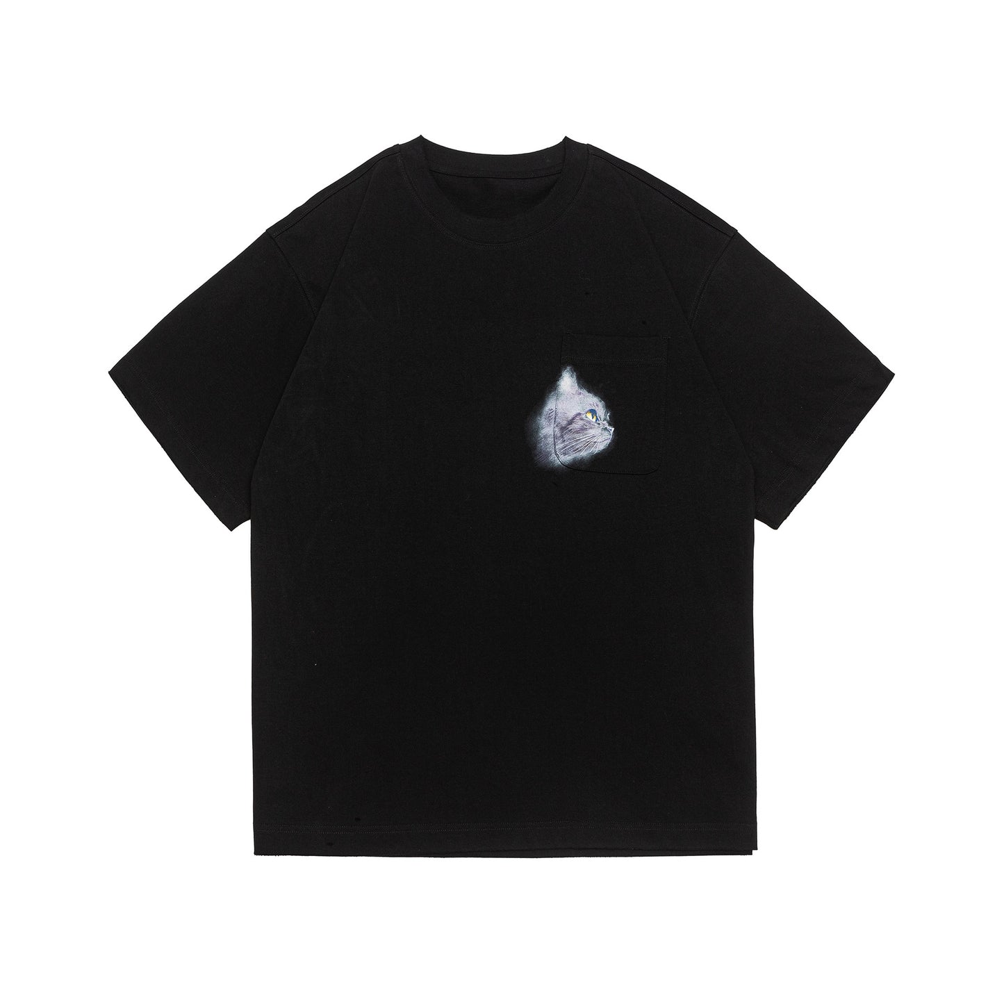 Pocket cat round neck short sleeved man