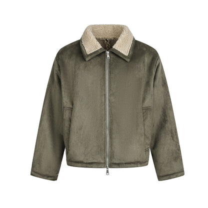Brown lambhair coat for men