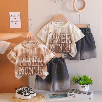 Summer letter short sleeved summer two-piece set
