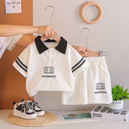 Summer sports polo shirt short sleeved shirt casual set