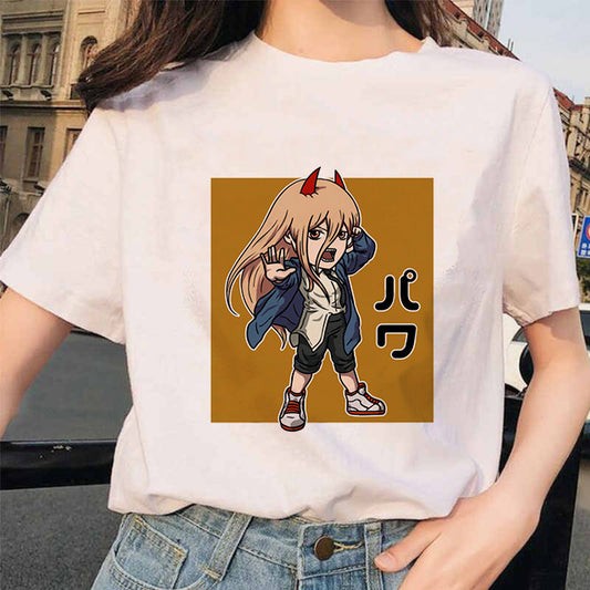 Chainsaw Man Tshirt Women Japanese Anime Pochita T-shirt