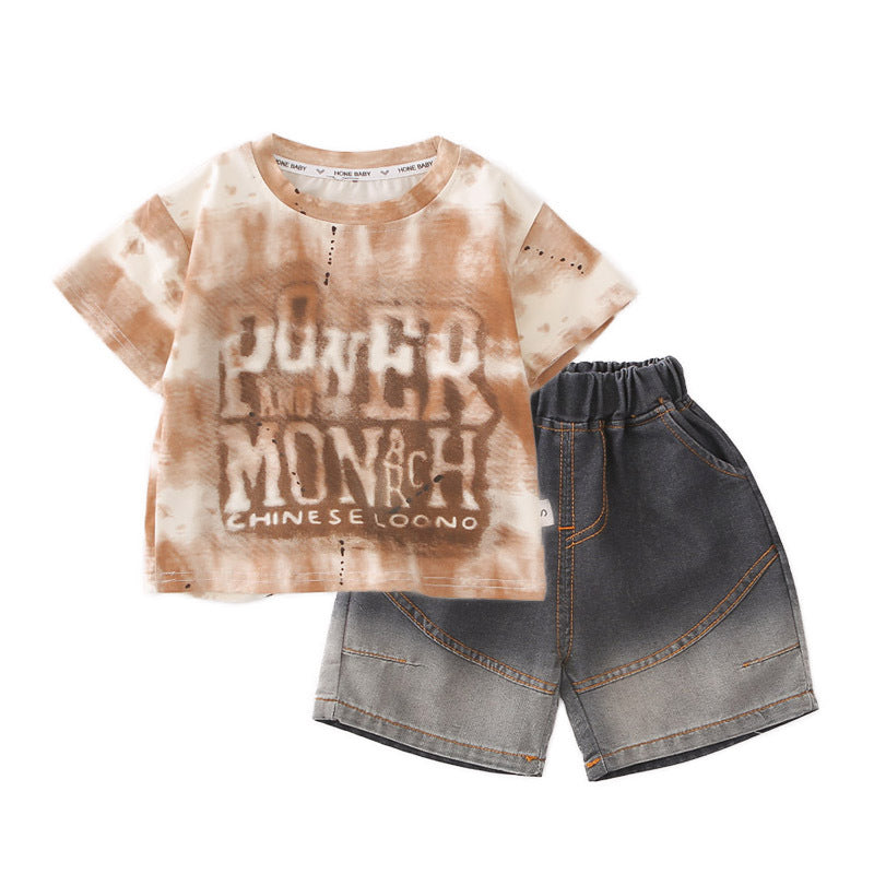 Summer letter short sleeved summer two-piece set