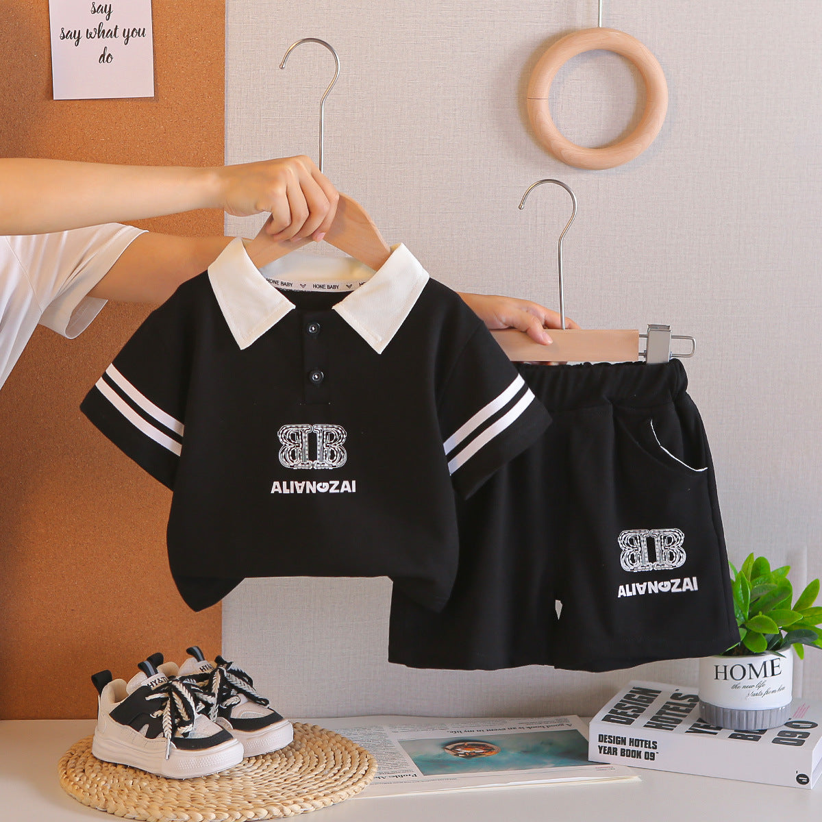 Summer sports polo shirt short sleeved shirt casual set