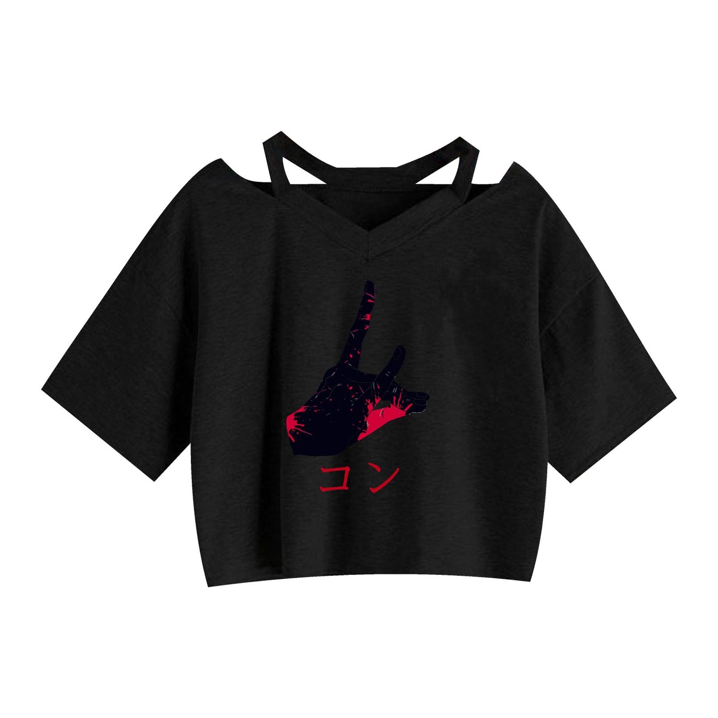 Chainsaw Man Machima Print Women's Strapless Crop Top Hoodie
