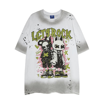 Man Cartoon Print Graphic Casual Unisex Short Sleeve