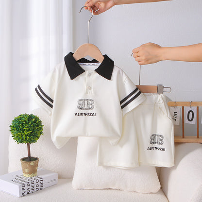 Summer sports polo shirt short sleeved shirt casual set