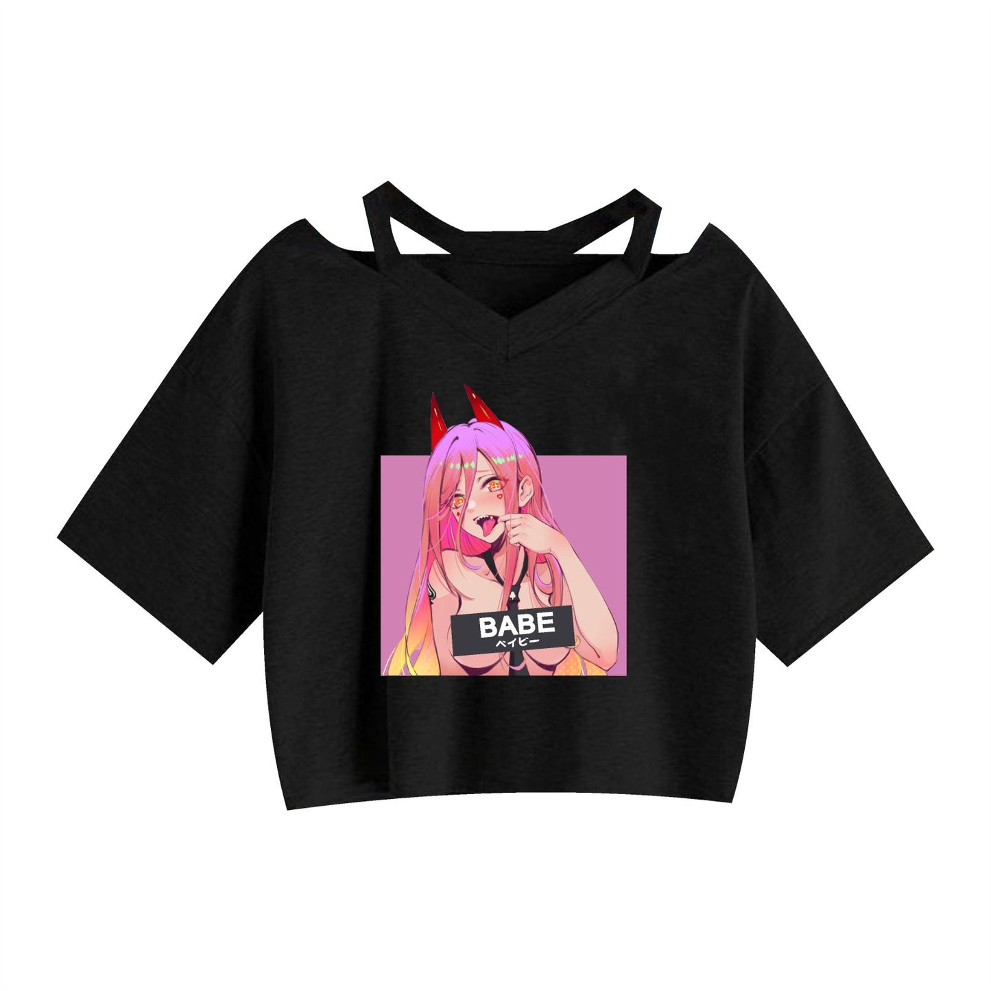 Chainsaw Man Machima Print Women's Strapless Crop Top Hoodie