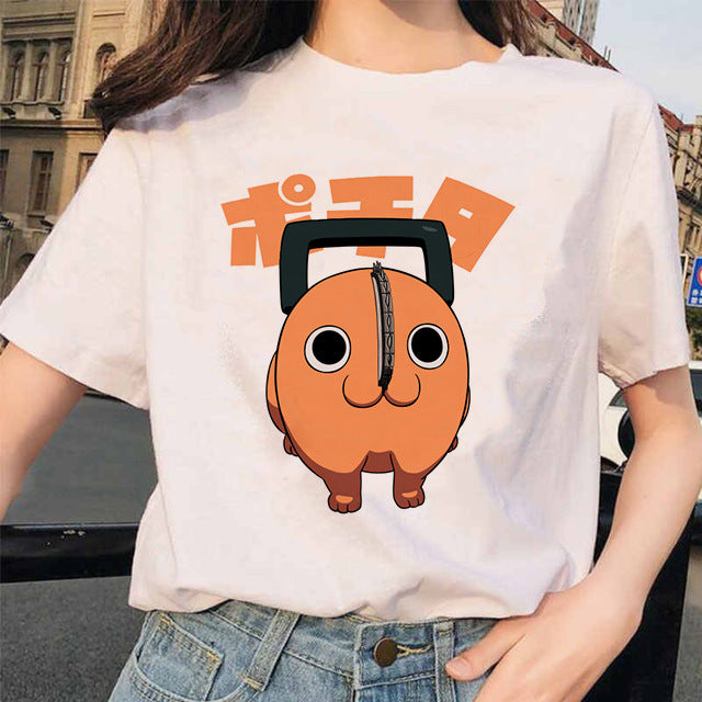 Chainsaw Man Tshirt Women Japanese Anime Pochita T-shirt