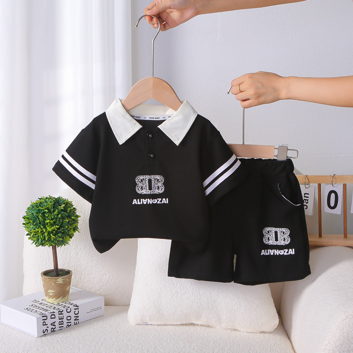 Summer sports polo shirt short sleeved shirt casual set