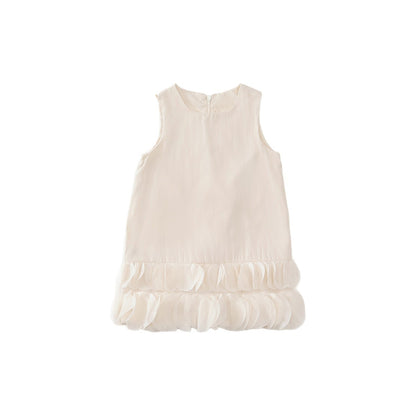 Solid Color Sleeveless Backless Dress for Girls