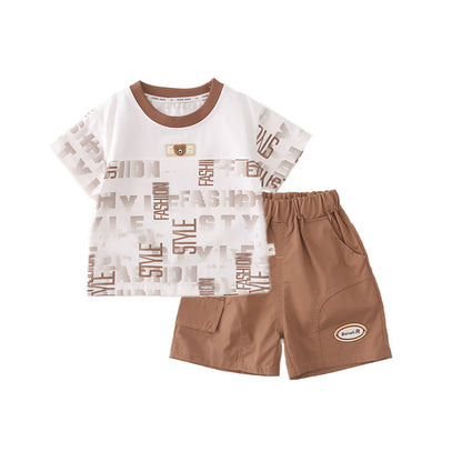 Summer letter set round neck short sleeved two-piece set