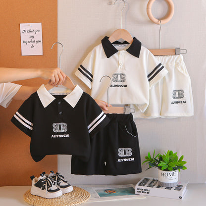 Summer sports polo shirt short sleeved shirt casual set