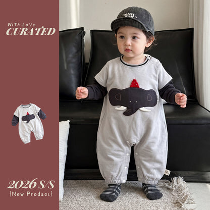 Cartoon Long Sleeve Romper for Baby Boys Crawling Suit