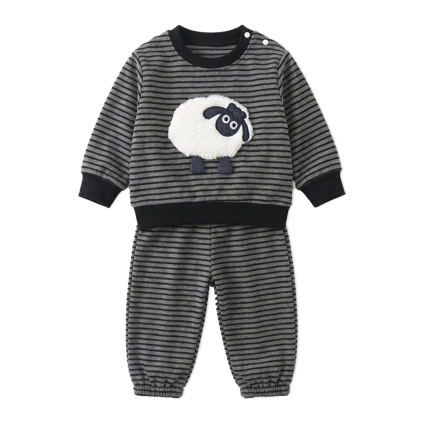 striped boys' outfit, baby boy 3D cartoon top and sweatpants set, trendy autumn wear for toddlers