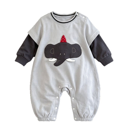 Cartoon Long Sleeve Romper for Baby Boys Crawling Suit