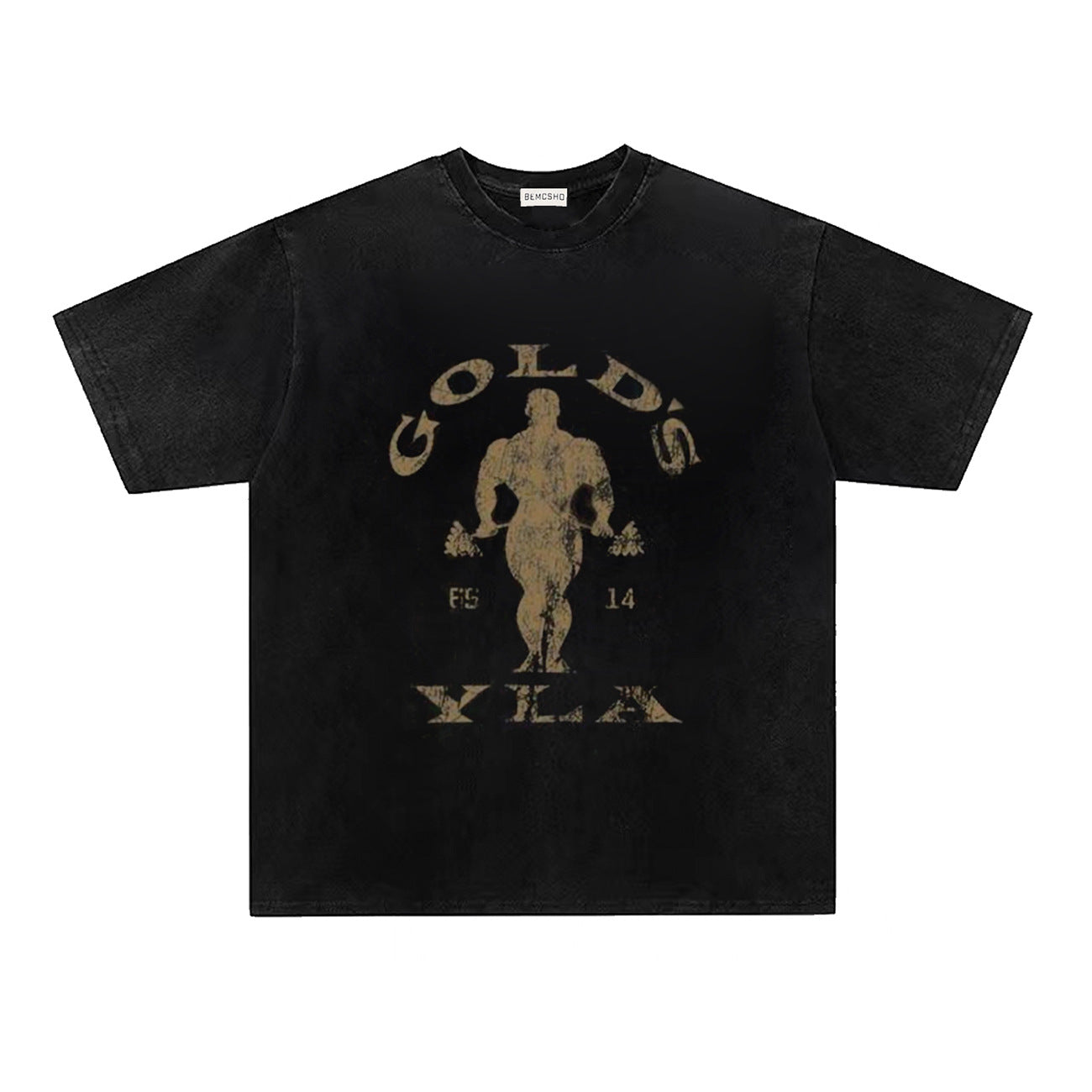 Washed Muscle Man Print Short Sleeve T-Shirt
