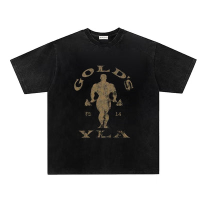 Washed Muscle Man Print Short Sleeve T-Shirt