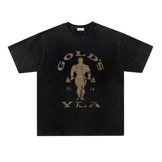 Washed Muscle Man Print Short Sleeve T-Shirt