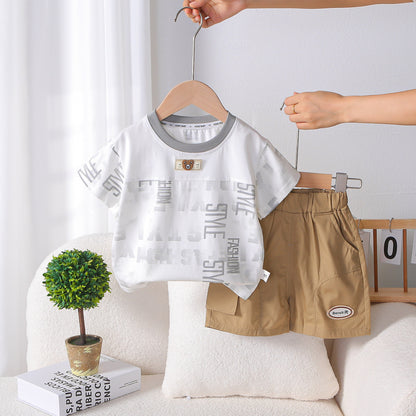 Summer letter set round neck short sleeved two-piece set