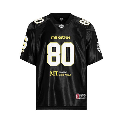 Alphabet print V-neck sports short sleeved jersey